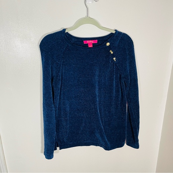 Lilly Pulitzer Pippin Sweater Low Tide Navy Blue Soft Chenille Preppy Beach - Picture 4 of 8